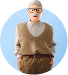 Illustration of a smiling older man