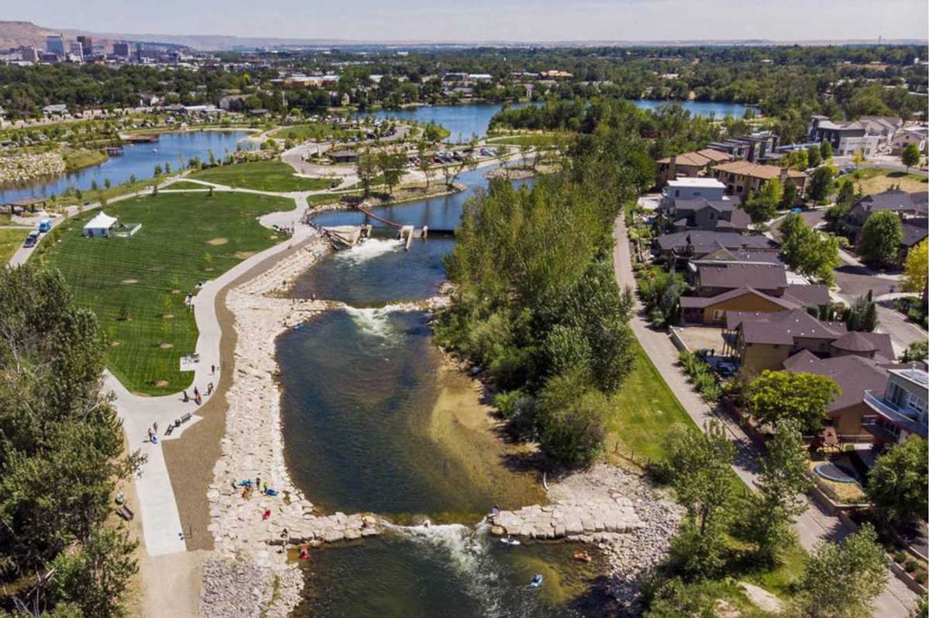 The Boise River greenbelt in Garden City, Idaho