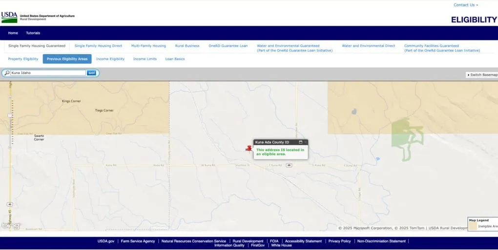 USDA eligibility map tool